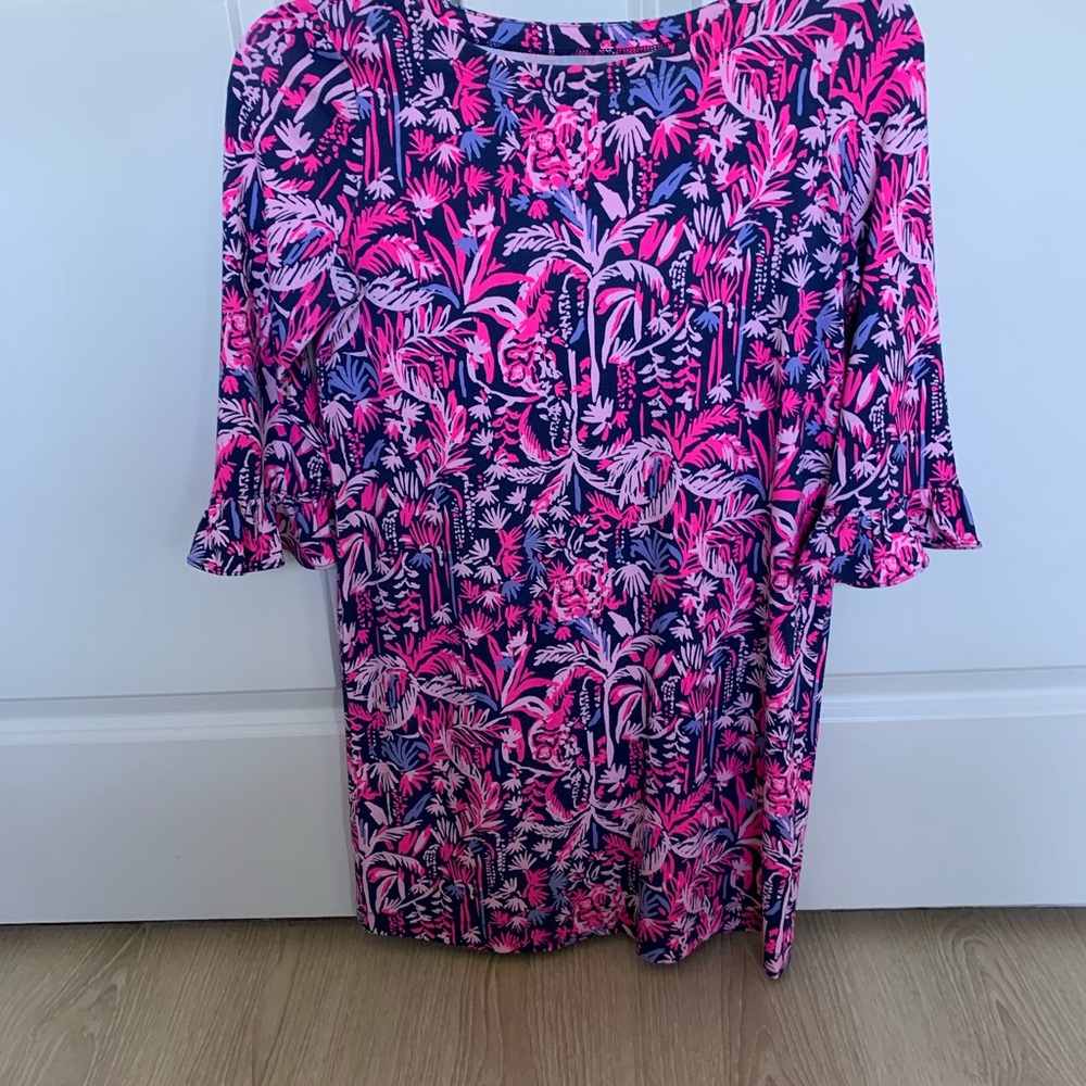 Lilly Pulitzer girls dress Sophie style with ruffle like new. Size XL 14-16